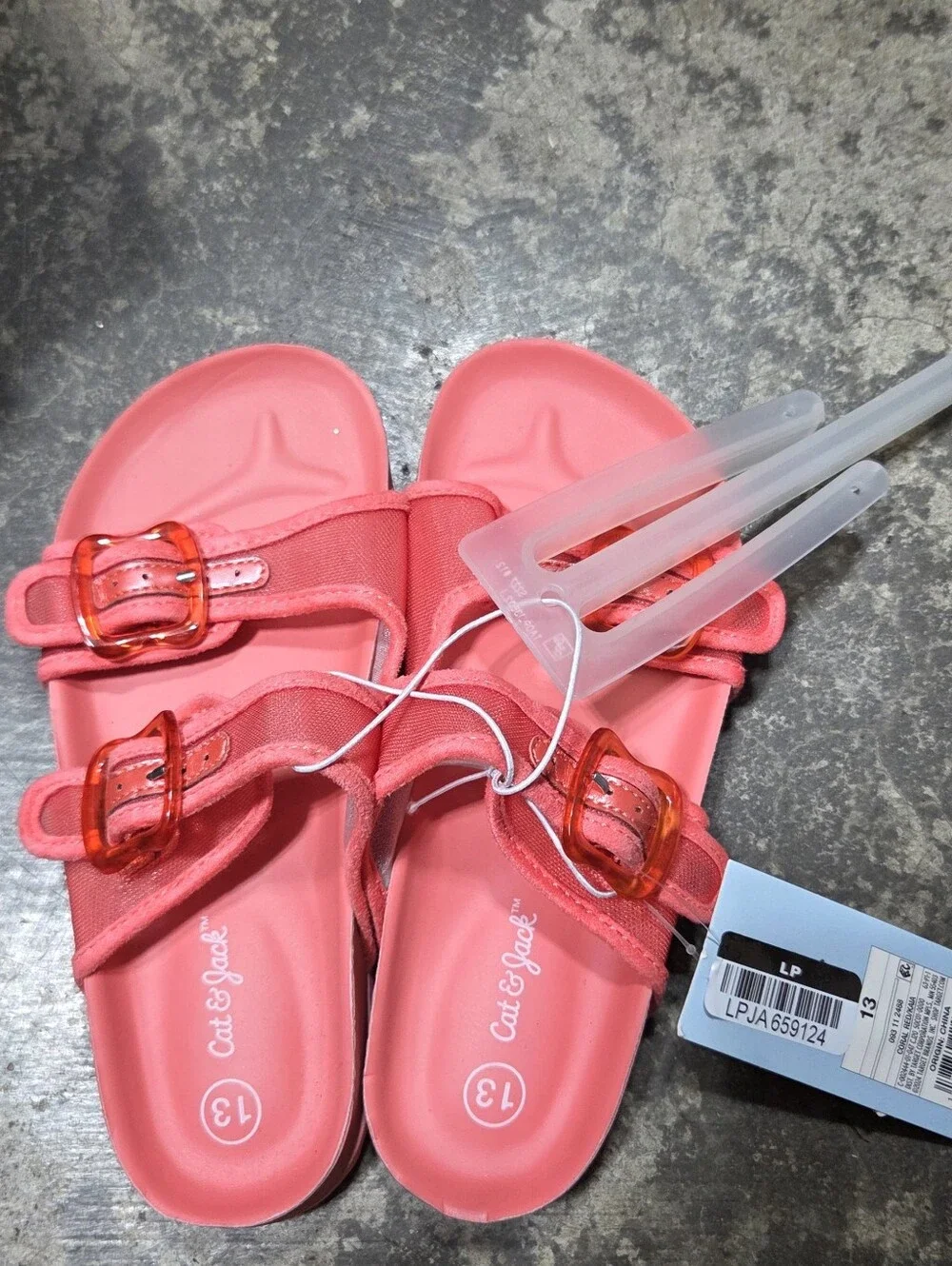 Cat & Jack Coral Pink Double-Buckle Slide Sandals - Women's